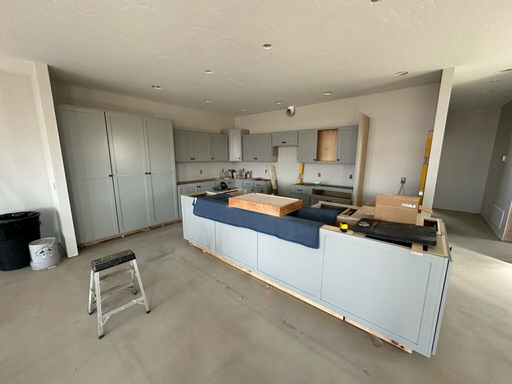 Kitchen island, wide view